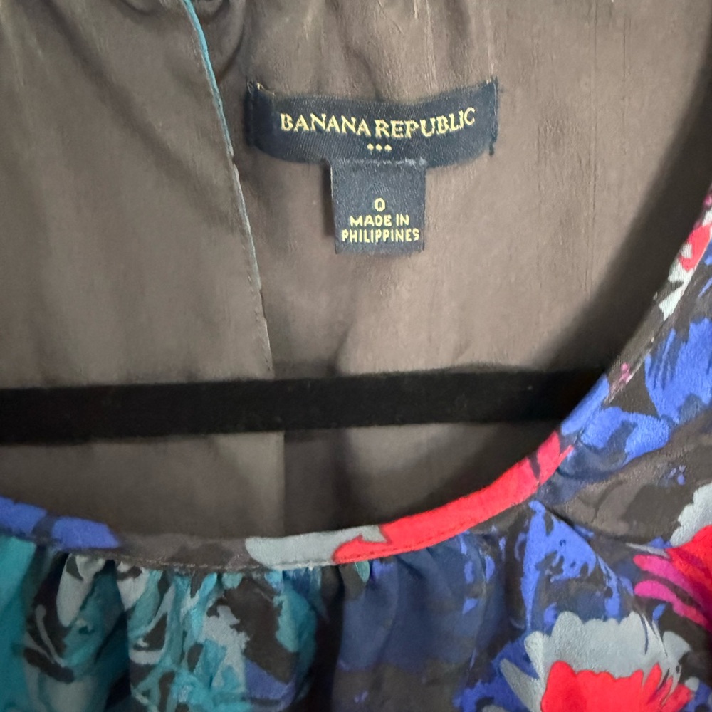 Banana Republic Vibrant Blue Pink Floral Draped Jersey Sleeveless Dress Size 0 - Picture 5 of 9